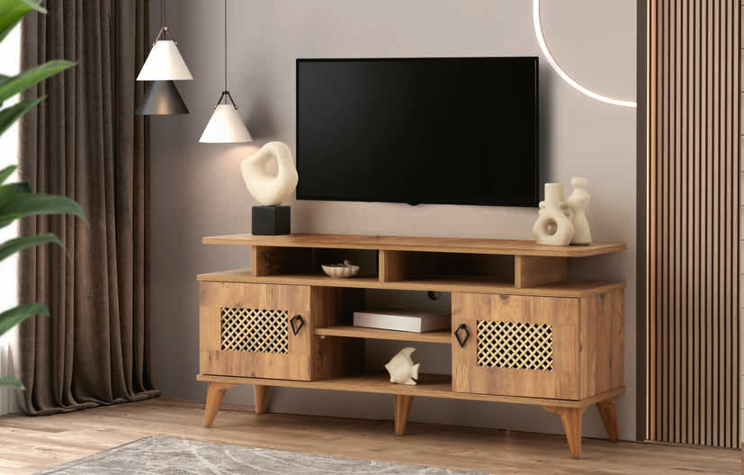 Hasırlı Tv Sehpası - Ceviz