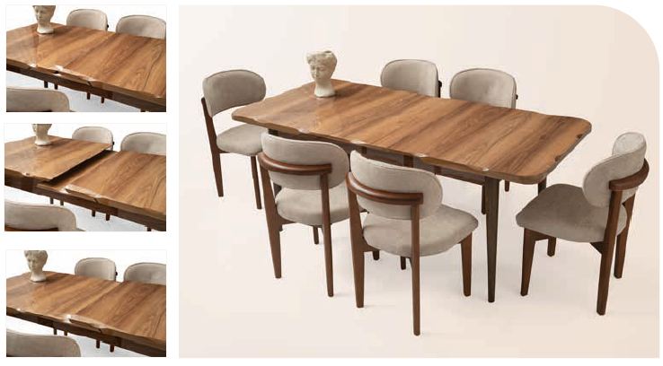 Kelebek Kütük HG Masa ve Nergis Sandalye Detay