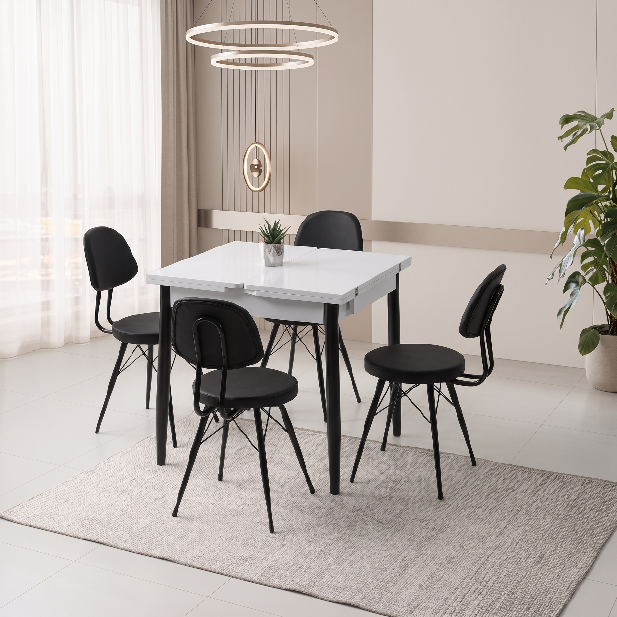Kıvılcım Masa (80x75) ve Ece Sandalye Takımı