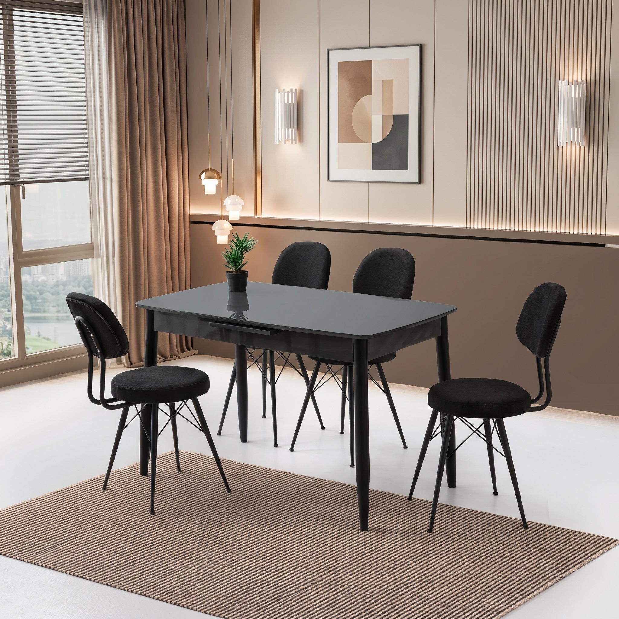 Milano Masa (120x70) ve Ece Sandalye Takımı