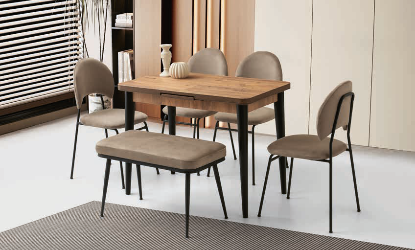 Silva Masa 100x60 - Suna Sandalye ve Atlanta Benç